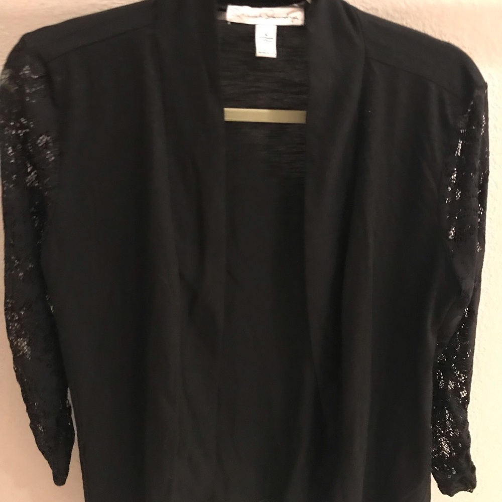Black Lace Sleeve Cardigan Sz L